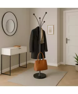 APPENDIABITI IN METALLO BELLAHOME CON POMELLI NERI E BASE IN METALLO, 38X38X187 CM